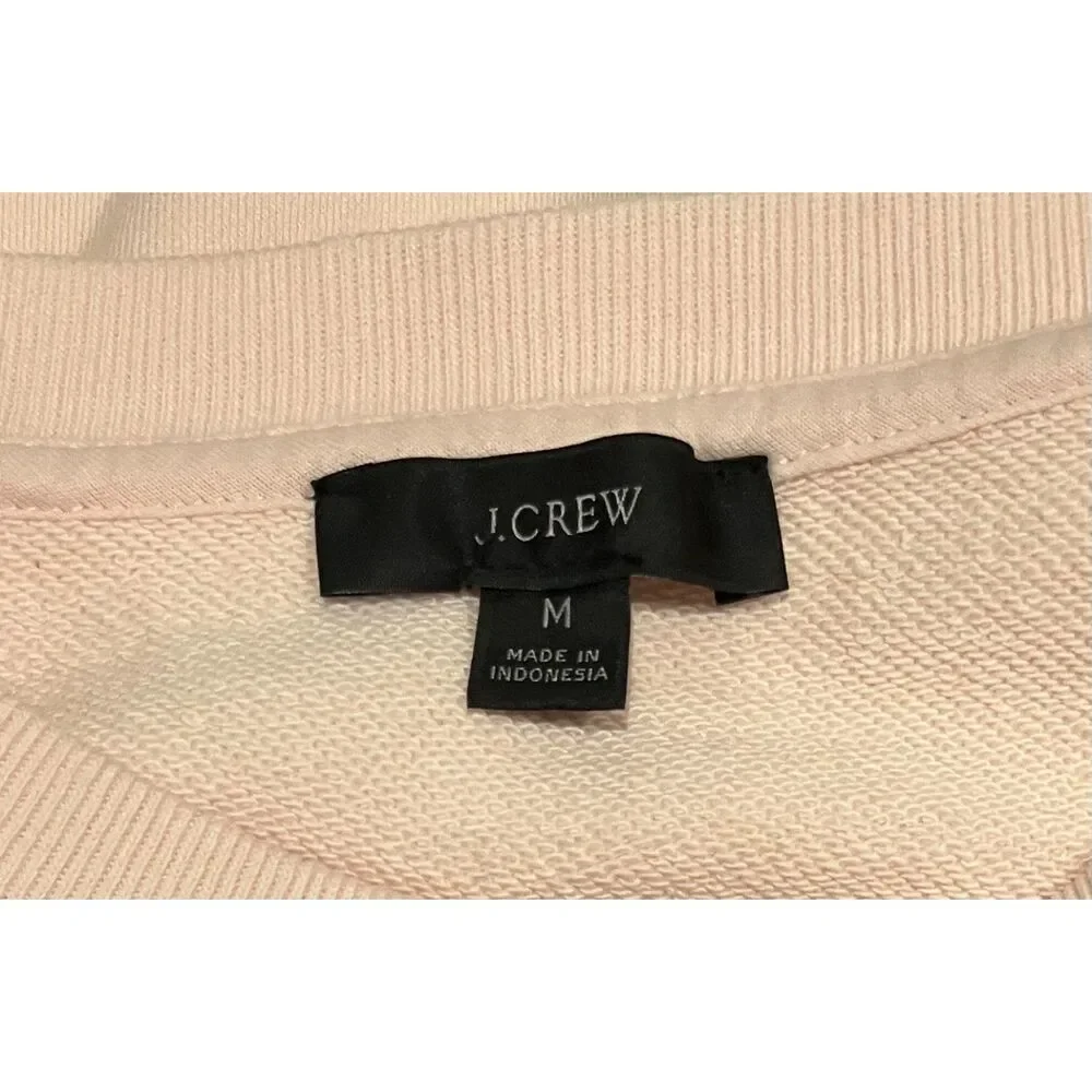 J CREW Original Cotton Terry Puff Sleeve Sweatshirt Dress PINK Sz M